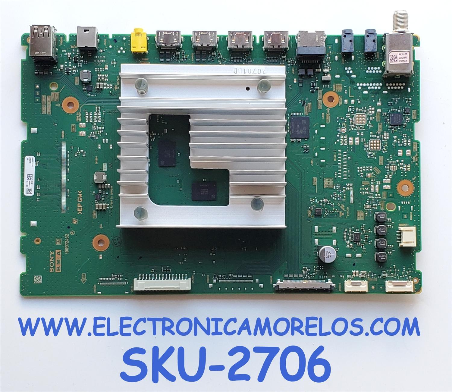 MAIN PARA SMAR TV SONY 4K UHD / NUMERO DE PARTE A-5042-724-A / 100972432 / A5042724A 884 / PANEL YSCM065CCO11 / DISPLAY HV650QUB-F9K / MODELO KD-65X80CK / KD65X80CK	